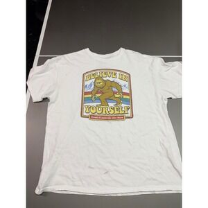 D&M Bigfoot Believe In Yourself Rainbow Graphic T-Shirt White XL Mens